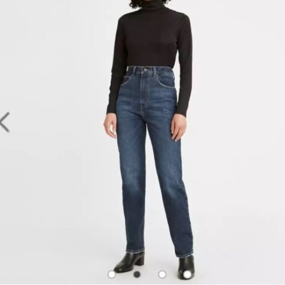Levis Premium 70'S High Rise Slim Straight Jeans Woman 31 Dark Wash Classic - Picture 1 of 16